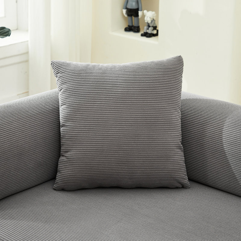 Grey Corduroy 78.5" Fold Out Couch, 3 - Seater Convertible Bed With Foam Spring Floor Mattress, 2 Pillows Pillows, For Living Room