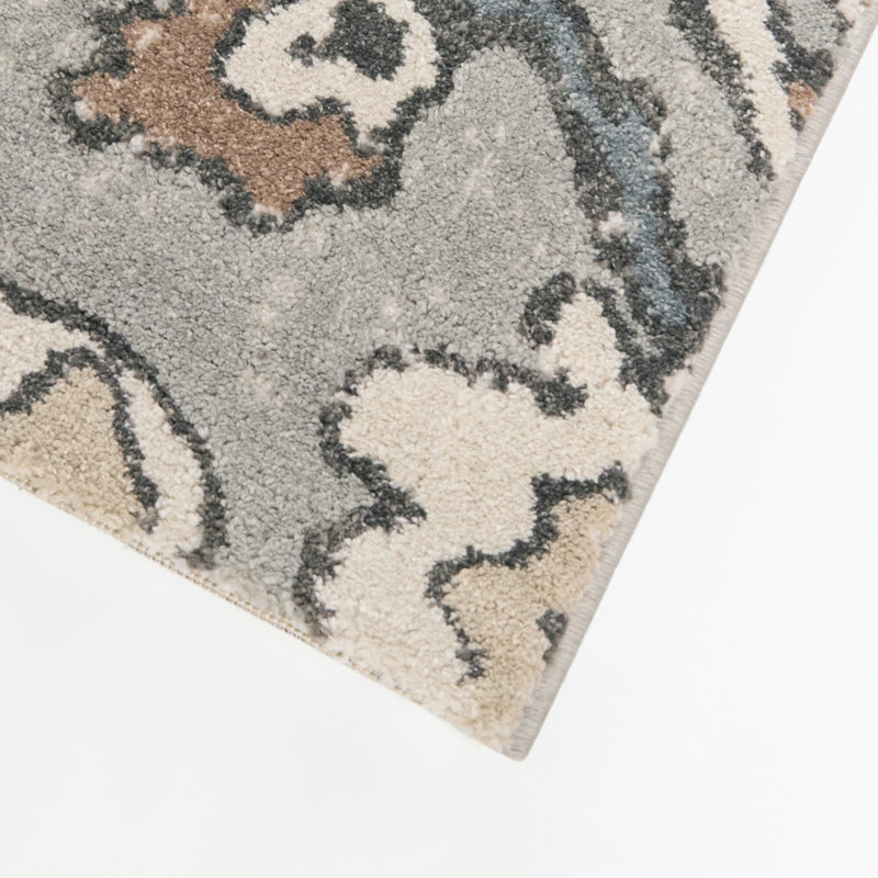 Tapis traditionnel biologique bleu némon/beige, 5 pi 3 po x 7 pi