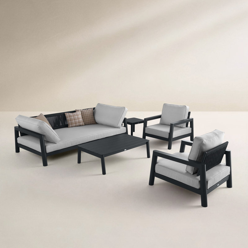 Ensemble de conversation d'extérieur avec canapé convertible 3 voies Fairmont, Light Gray, Slate Black