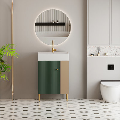 Meuble-lavabo moderne avec lavabo en céramique et surface hygiénique moderne 21,6 po 24Vb06-21Lvr