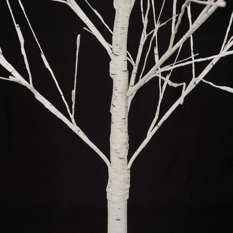 Ensemble de bouleau lumineux, 4 pi 48 DEL / 5 pi 72 DEL / 6 pi 96 arbres artificiels à DEL avec lumières blanches chaudes, arbre de Noël pour la décoration intérieure et extérieure d'Halloween