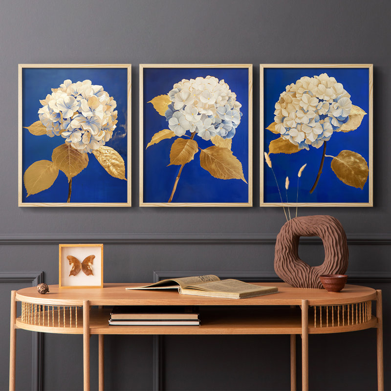 Étude florale, série XXX, ensemble de 3 estampes numériques, prêt à accrocher, Naturel, H 10 po x l 24 po