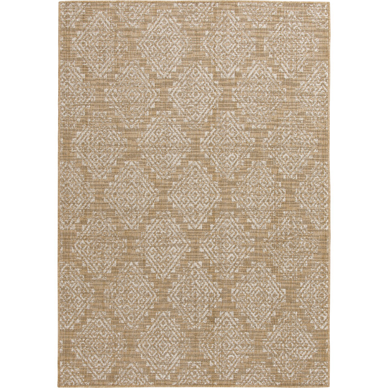Union Rustic Makeitha Abenaki Tan/Beige Global Indoor/Outdoor Polypropylene Area Rug, Rectangle 3'3" x 5'3"