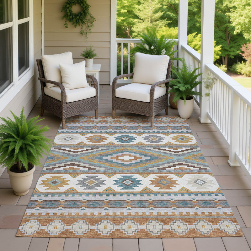 Machine Washable Indoor/Outdoor Chantille ACN2539 Lodge Rug, Rectangle 2'6" x 3'10", Copper