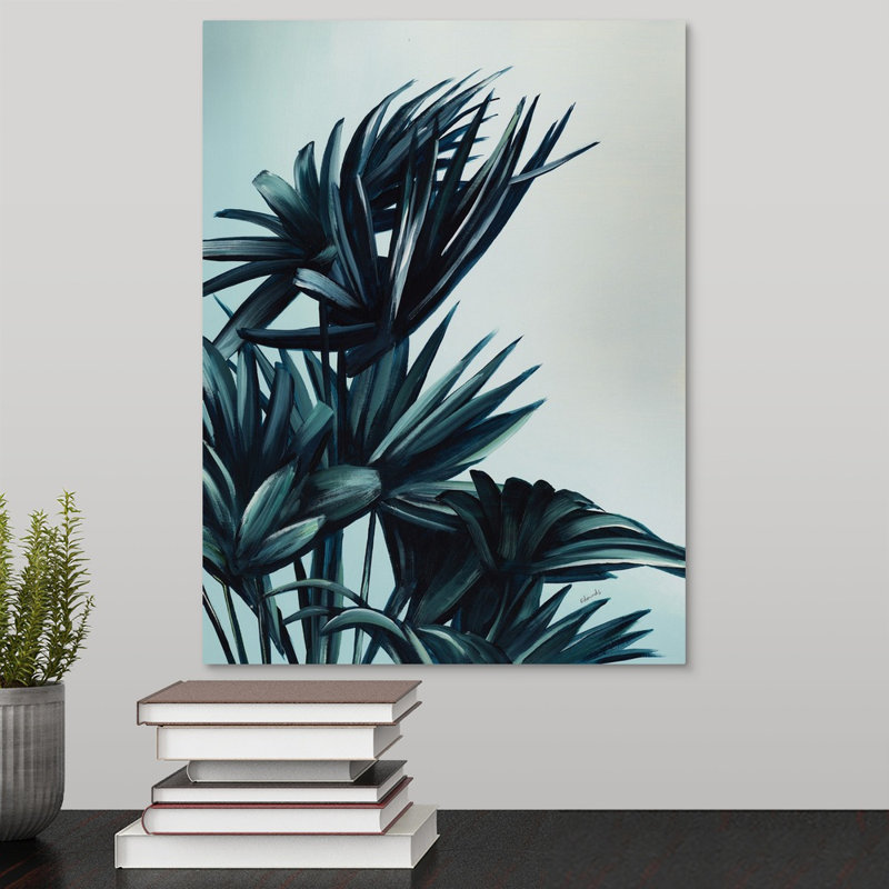 « tropical palms v », peinture sur toile, Toile tendue, H 16 po x l 12 po x p 1,25 po