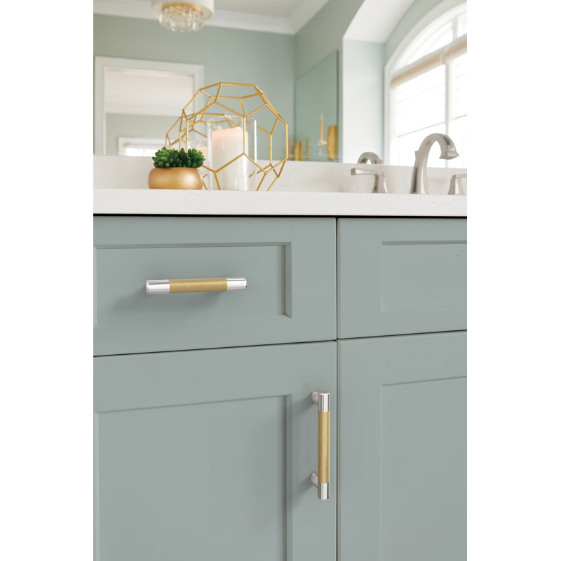 Polished Nickel and Champagne Bronze Modern Cabinet Pull