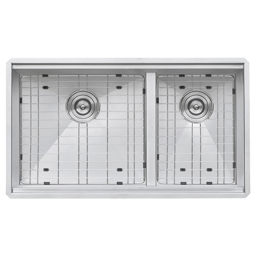 Ruvati 28-inch Workstation Sink 60/40 Double Bowl Undermount Low Divide 16 Gauge Stainless Steel Ruvati