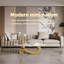 Table basse en métal avec piédestal en acier inoxydable et plateau en faux marbre-132967046-132967047