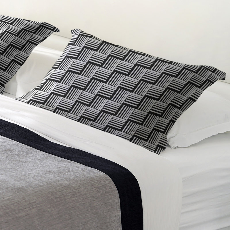 Dana Strider Polyester Geometric Sham Set, King, Microfiber, White