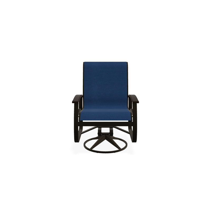 Chaise de patio pivotante Askar, Cobalt 35D Sunbrella®, Kona P10, Bois de plage texturé