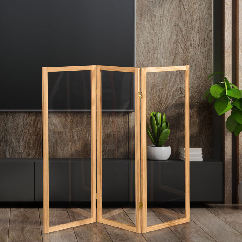 Alayzhia 4 ft. Short Clear Plastic Partition, Natural, 3, 48" H x 53.25" W x 1" D
