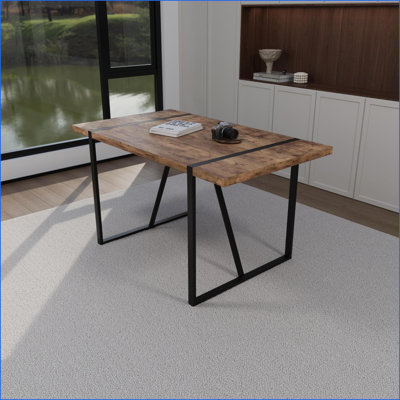 Tables de salle à manger | Mesa de Comedor | 55 po, ferme industrielle moderne brun foncé, 4 à 6 places, cuisine maison | Rectangle
