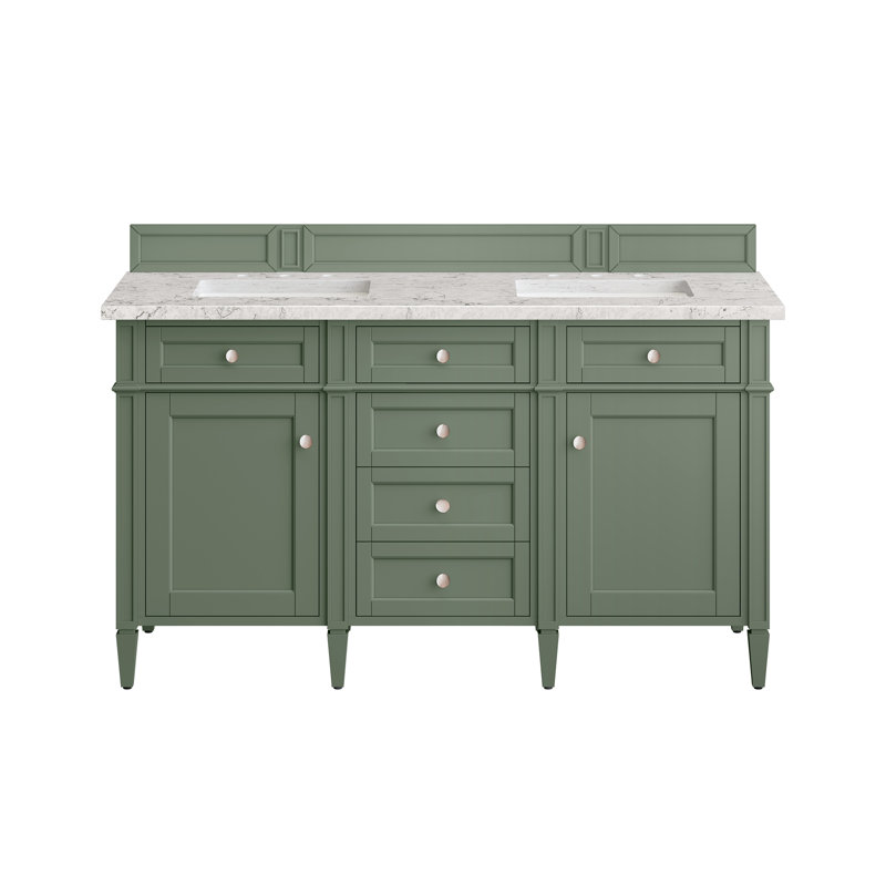 Brittany 60'' W Double Vanity, Smokey Celadon, Eternal Jasmine Pearl