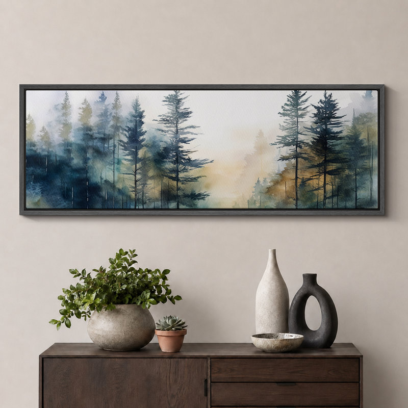 Woodland Forest Landscape " Mystical Forest Path Watercolor Landscape Retro Hanging Painting Extra Large Artwork Pictures "