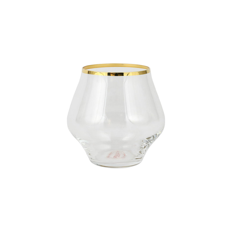 Contessa 10 oz. Handmade Stemless Wine Glass, Gold/Clear