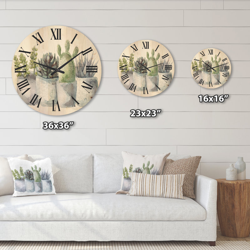 Horloge murale cactus et plantes grasses, Très grand