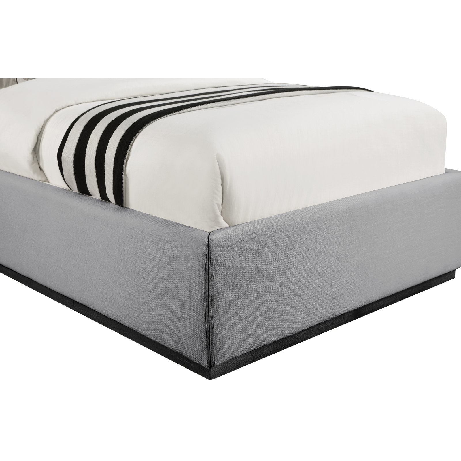 Chamblis Upholstered Wingback Bed, Grey Linen Textured Fabric, Twin