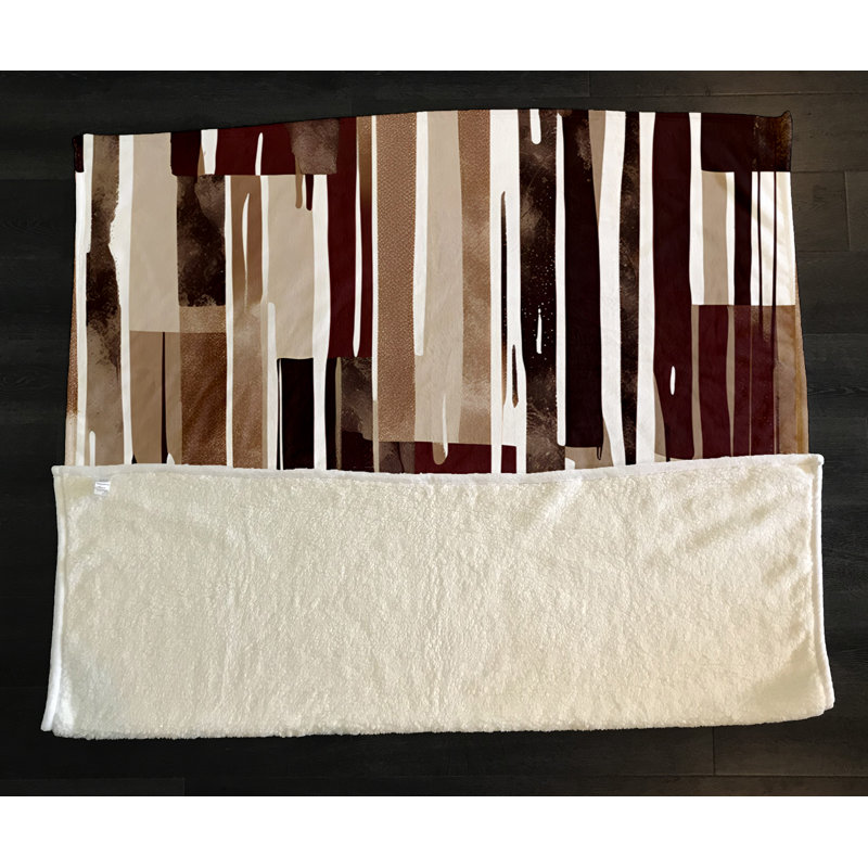 Throw Blanket, 51" W x 60" L, Striped, Brown/Natural