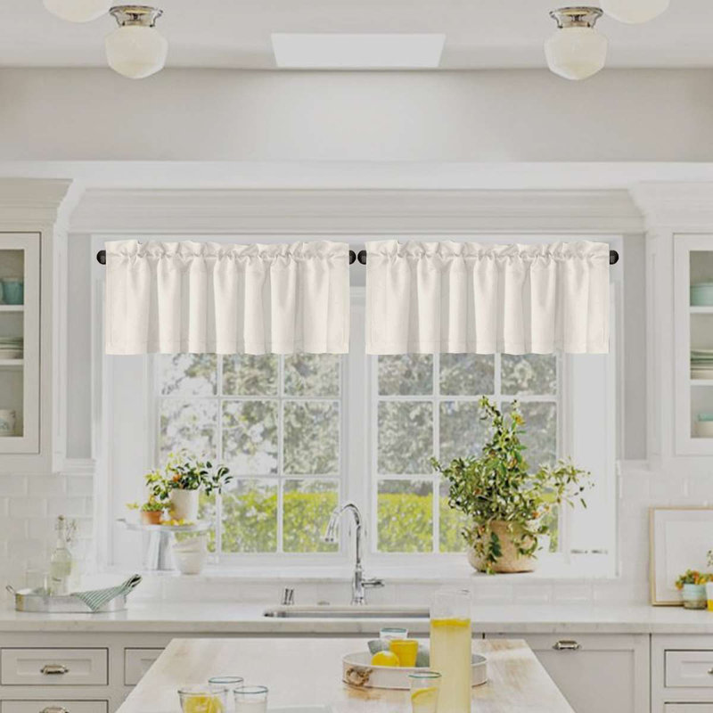 2 Panels Blackout Curtain Valances for Kitchen Windows/Bathroom/Living Room/Bedroom Privacy Decorative Rod Pocket Short Window Valance Curtains