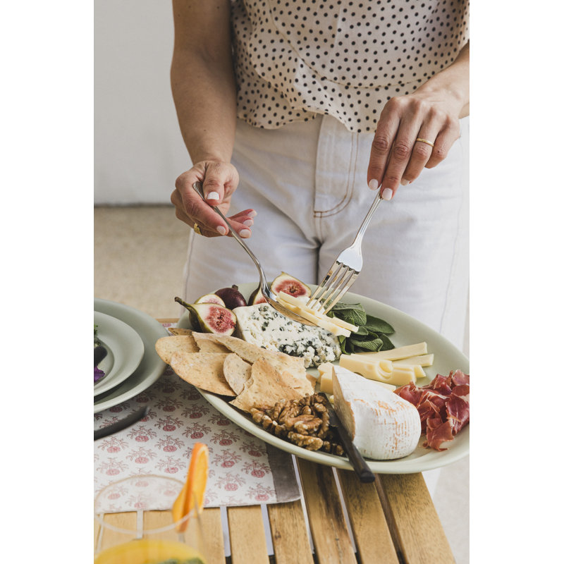Over&Back Rimmed Oval Serving Platter, Green