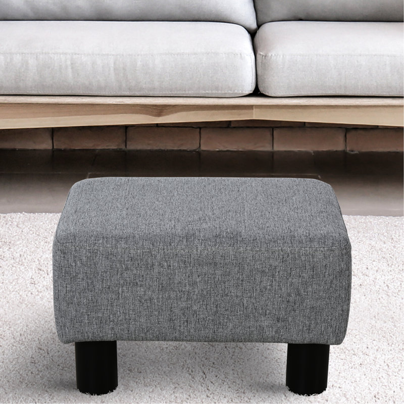Foot Rest, Gray Linen Upholstery With Resilient Plastic Legs For Living Room Stool Cover And Comfort