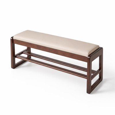 Banc de rangement à chaussures de 100 cm avec assise rembourrée en similicuir, compartiment de rangement dissimulé à couvercle relevable et étagères à chaussures ouvertes à plusieurs niveaux, structure robuste en bois massif, idéal pour l'entrée, le corridor, le vestiaire ou la chambre.