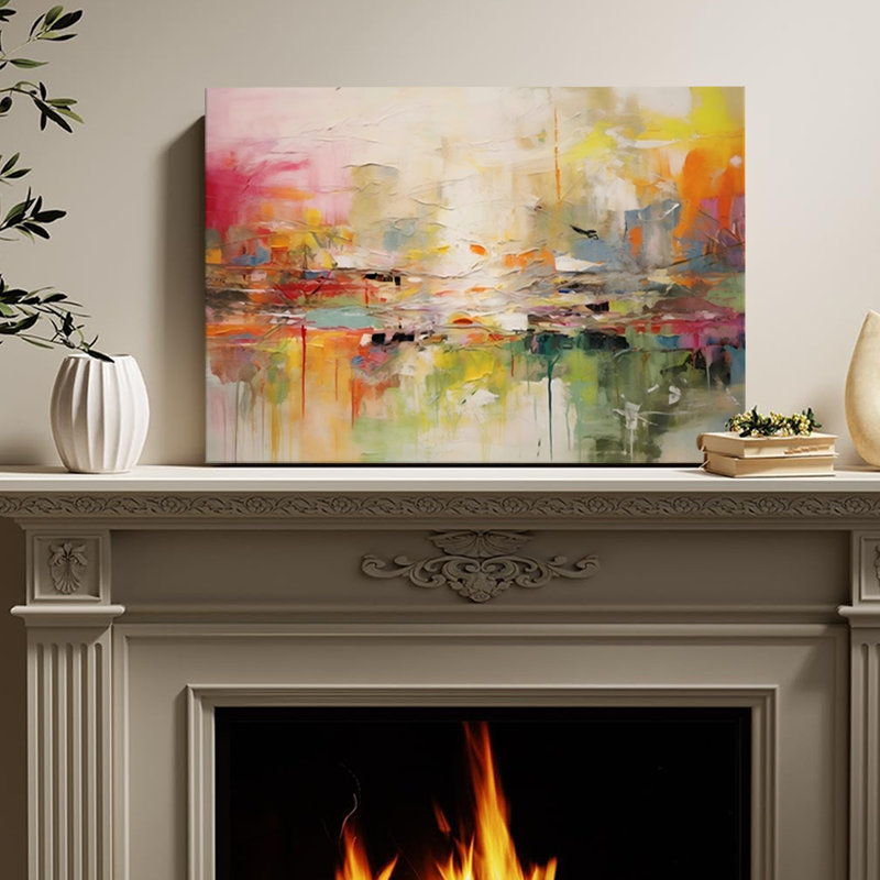 Tableau encadré sur toile - Couleurs fluides abstraites et vibrantes, décoration murale moderne - 61 x 91 cm (24 x 36 pouces) pour salon et bureau