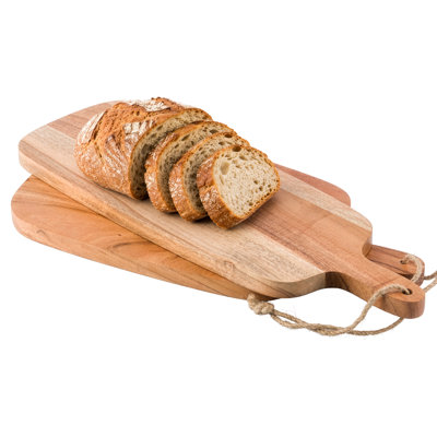 2Pcs Acacia Wood Cutting Board with Handle, 17.13”/15” Large Wooden Charcuterie Boards for Cheese, Meat, Bread, Fruit, and Appetizers, Wood Tray Set for Parties and Events