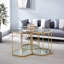Table moderne avec de l'acier doré - plus de rangement, facile à nettoyer et à installer. Cadre en acier inoxydable à finition dorée pour maximiser l'espace de rangement, conception combinable, essuyage durable