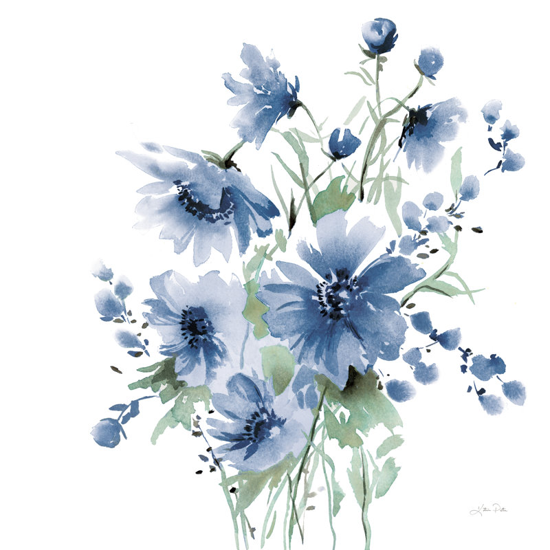 Secret Garden Bouquet Blue Floral Canvas Print 12" x 12"