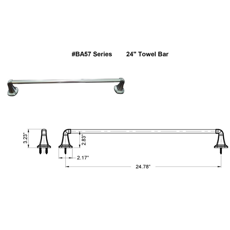 Barre à serviettes murale 24" Belding, Nickel satiné