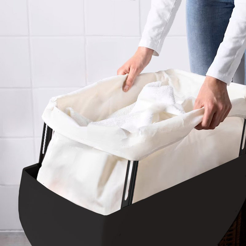 Plastic Laundry Basket, Light Blue