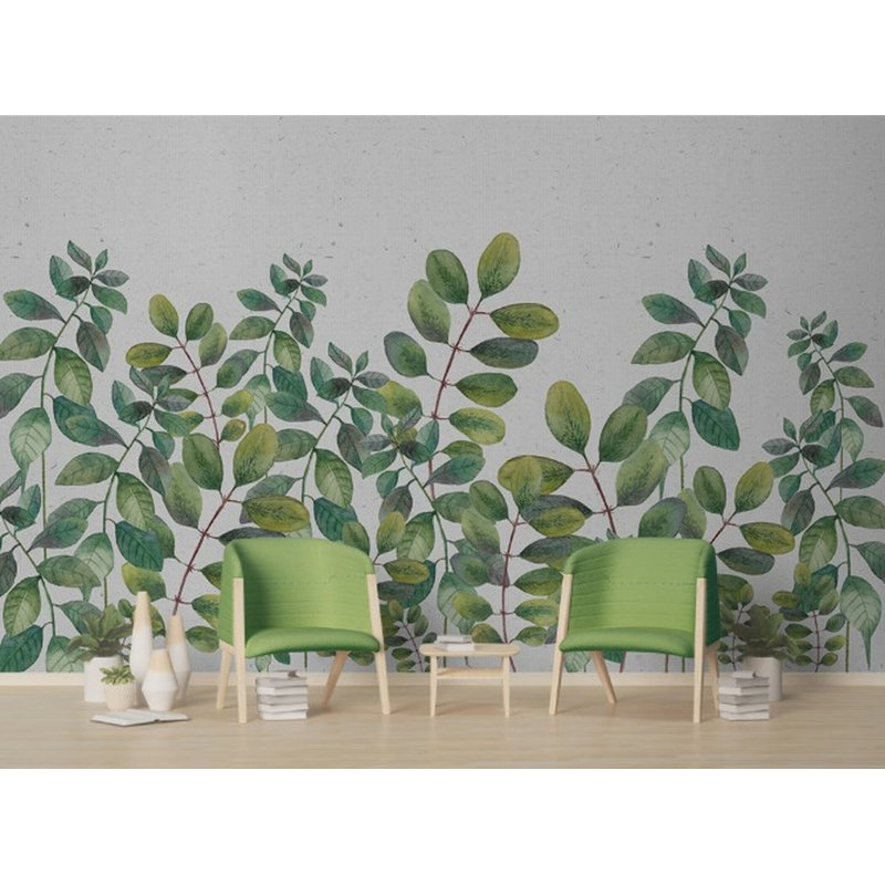 Papier peint amovible avec feuilles vertes et plantes de jardin, L 9 po x l 15 po
