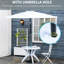 Table ronde blanche en plastique de 36,68 po avec trou pour parasol, idéale pour les fêtes entre amis, détente sous le porche, table de bistro antidérapante, préparation au kayak au bord de la piscine, jeux, 88 lb