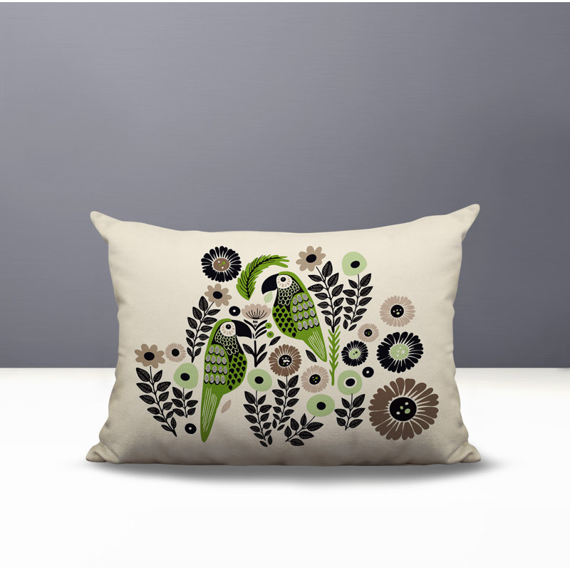 Coussin lombaire réversible intérieur / extérieur Pipo Parrot, Rectangulaire H 14 po x l 20 po, Chartreuse