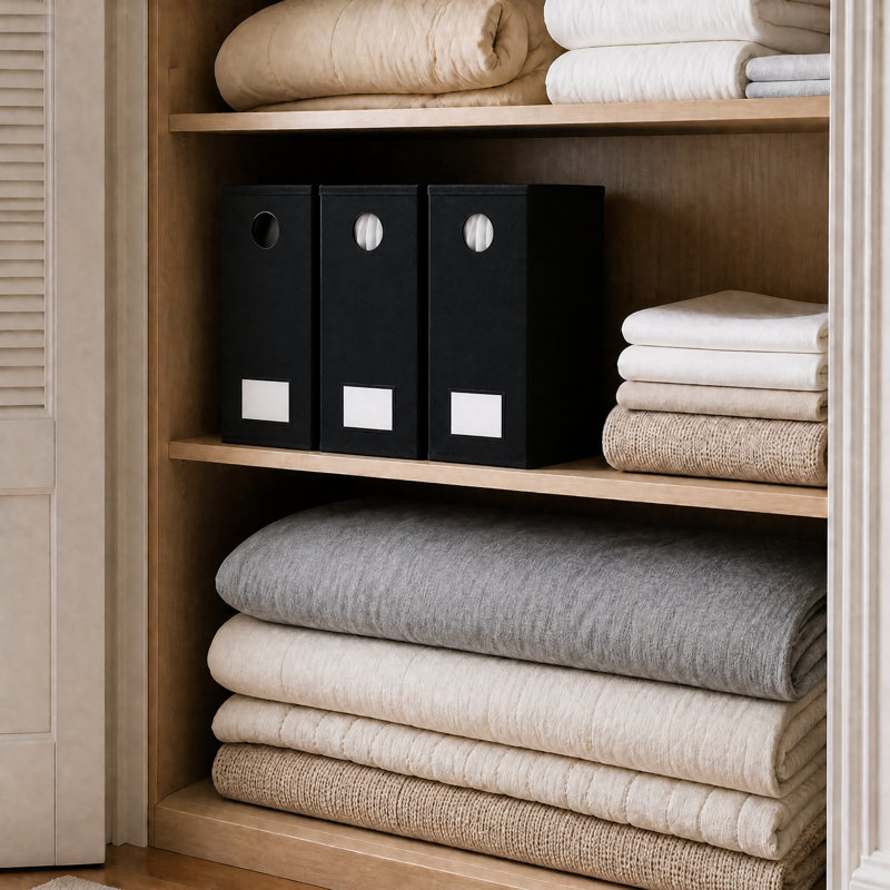 10 Pack Bed Sheet Organizers and Storage, Foldable Linen Closet Organizer with Window for Queen and King Size Bedding, Black