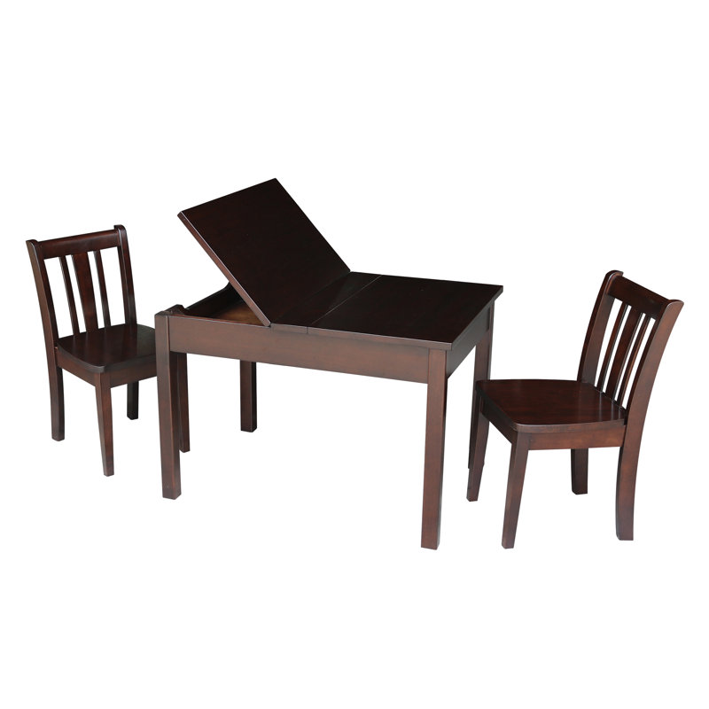 Ensemble rectangulaire en bois massif et chaises pour enfants Rozanne, Moka riche