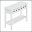 Table d'entrée avec 2 tiroirs, console rustique avec tablette ouverte et pieds en bois d'hévéa pour les entrées, les salons et les couloirs (blanc)-118038281
