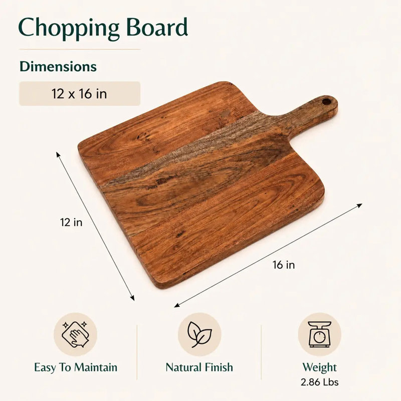 Handmade Acacia Wood Cutting Board Chopping Serving Paddle Board