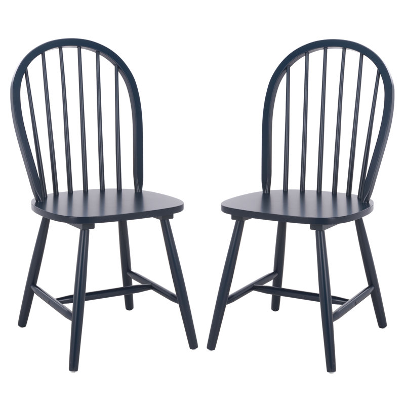 Bella Solid Wood Windsor Back Side Chair, Navy