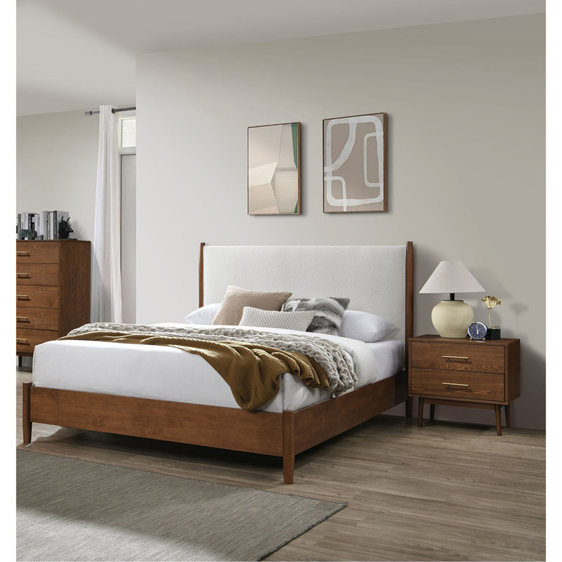 Walnut Color Panel Headboard 3pc Bedroom Set, Full