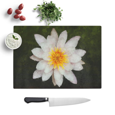 White Lily Flower Painting Chopping Board