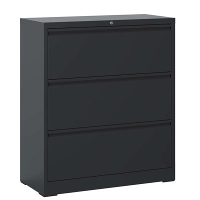 3 Black Metal Filing Cabinet With Lock For Office Documents Locking File Cabinet, Metal, Storage