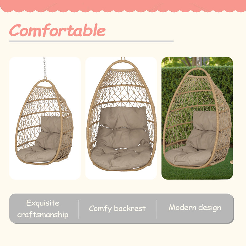 Chaise suspendue pliable, design moderne, Naturel