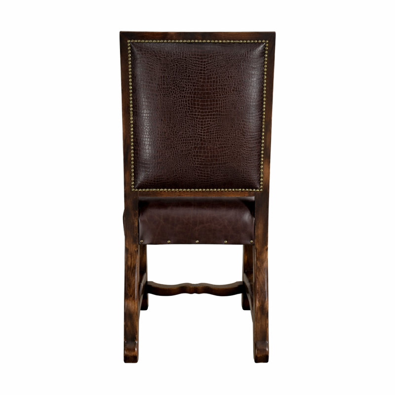 Sierra Espresso Croc Embossed Leather Dining Chair, Dark Brown