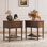 Ensemble de 2 tables de chevet carrées en bois massif, de style moderne