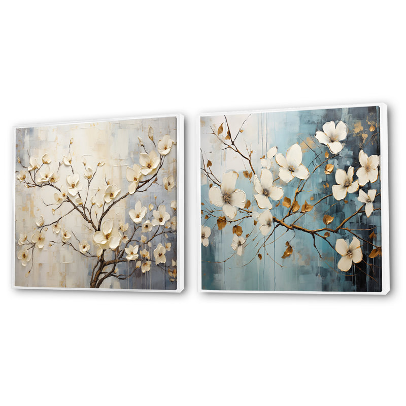 Ensemble 2 pièces Peacewoodness, H 16 po x l 33 po, Cadre flottant blanc