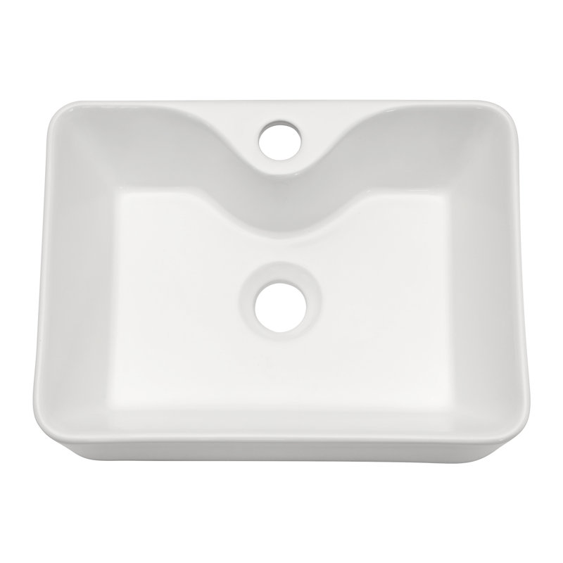 Lavabo de salle de bain rectangulaire blanc l 16 po x P 12 po x H 5 po