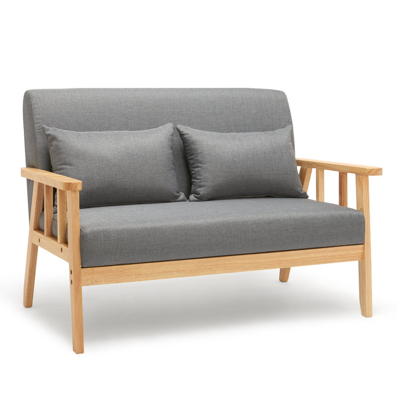 Macclesfield 2 Seater Linen Blend Loveseat, Dark Grey