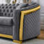 Canapé en velours 84 po 3 avec accents en acier inoxydable gris et or, canapé de 84 po-121047507
